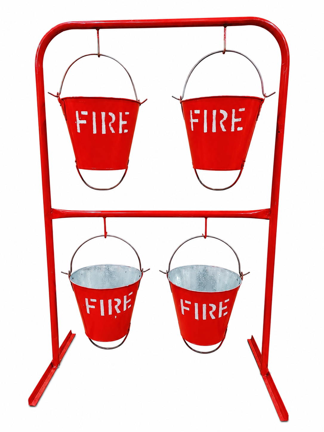 Fire Safety Bucket Stand with 4 Metal Fire Buckets